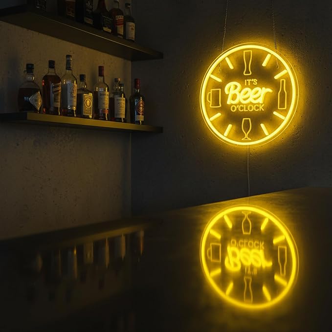 Beer Neon Sign Bar Neon Sign for Wall Decor, LED Dimmable It's Beer O'Clock - Image 7