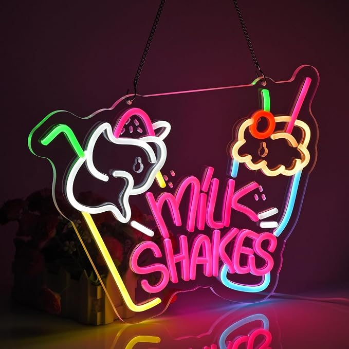 Milk Shakes Neon Sign, Milkshake LED Light, Ice Cream Shop Frozen Yogurt Bar - Image 5