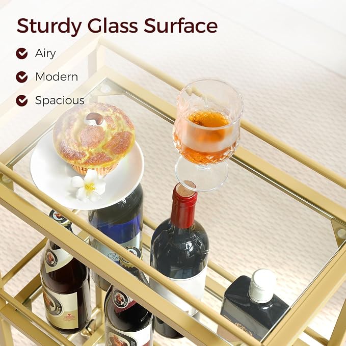 MAHANCRIS Bar Cart for The Home, 3-Tier Drink Cart on Wheels, Home Bar Serving - Image 5