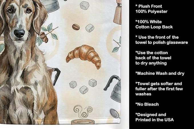 Caroline's Treasures Brindle Scottish Deerhound Coffee Bar Kitchen Towel Velour - Image 4
