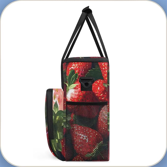 Fresh Strawberries Coffee Maker Carring Bag, Large Insulated Storage Organizer - Image 4