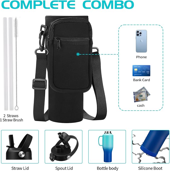40 oz Insulated Water-Bottle that fits in Cup Holder - Image 4