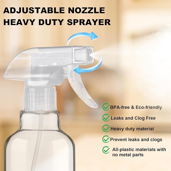 Glass Spray Bottles 16.9oz Empty Spray Bottle Mist/Stream Spraying Small - Image 2