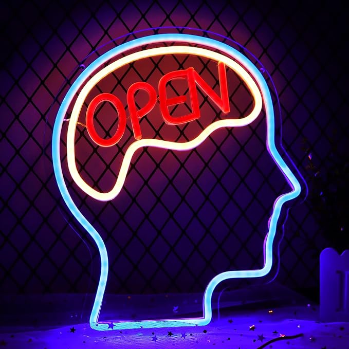 Open Mind Brain Neon Signs for Wall Decor Neon Lights for Bedroom Suitable for by JFLLamp