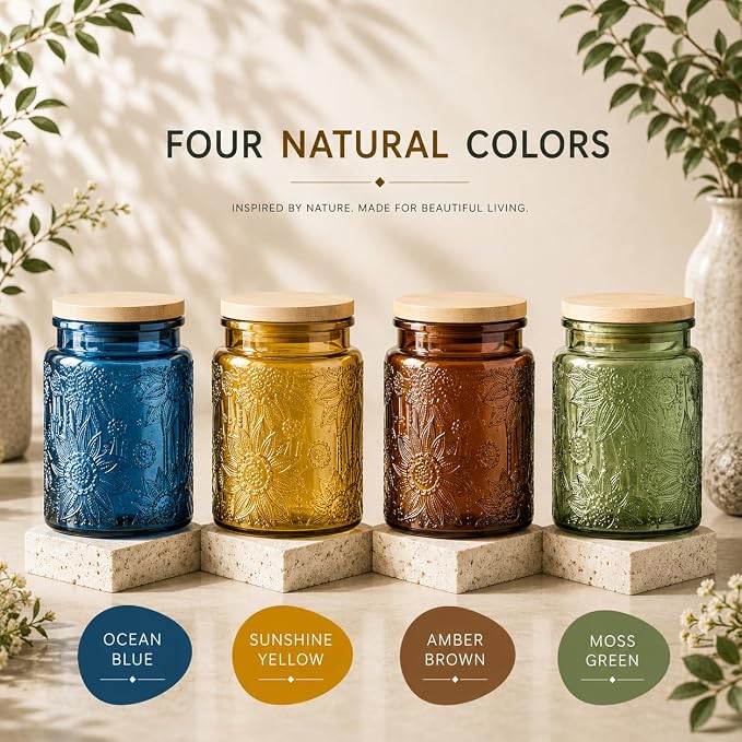 ANSQU 4-Pack Vintage Glass Canisters, 23.7 Fl oz Candy Jars - Image 4