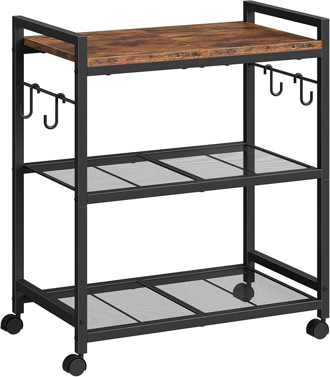 CHOEZON 3-Tier Rolling Bar Cart, Vintage Metal Kitchen Cart - Image 9