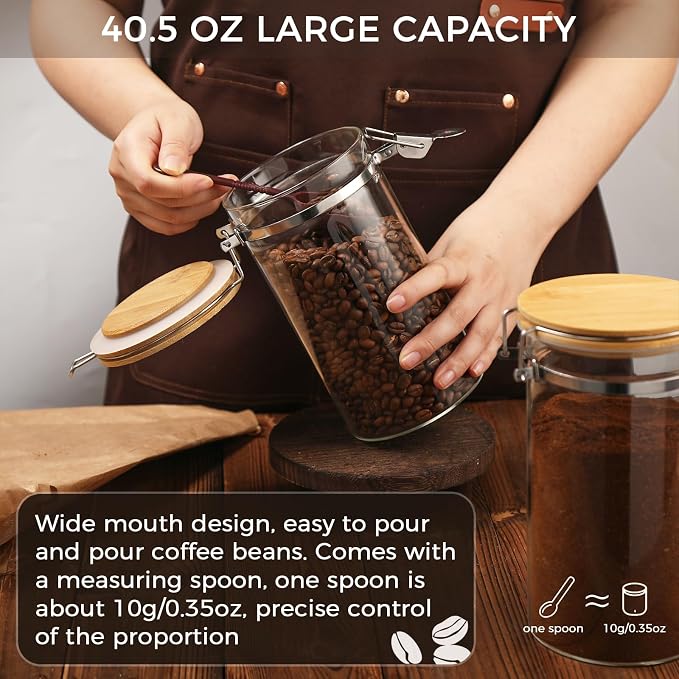 VZZNN 2 Pack 40.5oz Coffee Bean Storage Container - Image 4
