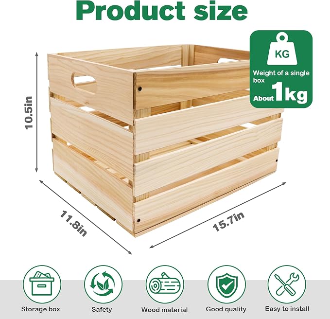 3 Pcs Large Wood Crates Box for Deco Storage Nesting Wood Boxes - Image 2