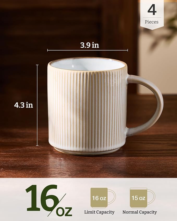 famiware Coffee Mug Set for 4, Star 16 oz Catering Mugs Cup Set - Image 4