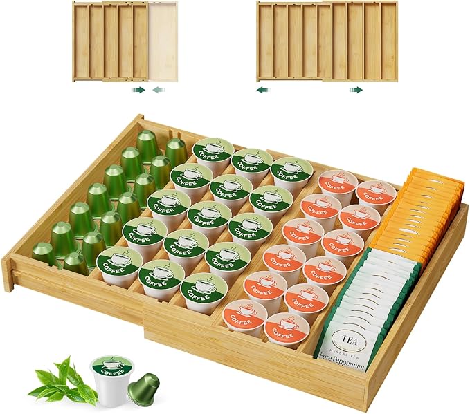 EsLuker.ly Bamboo Coffee Pod K Cup Holder Organizer by EsLukerly