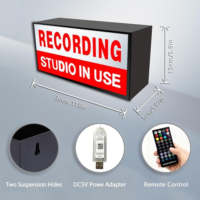 RECORDING STUDIO IN USE LED Neon Lightbox Remote Control Recording Neon Sign - Image 3