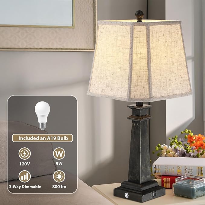 27.5" Table Lamp for Bedroom, 3-Way Dimmable Touch Lamp for Nightstand - Image 5