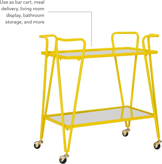 Linon Gina Yellow Mid Century Bar Cart - Image 8