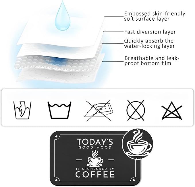 Coffee Mat - Fashion Absorbent Waterproof Bar Mat - Protects Kitchen Counter - - Image 4