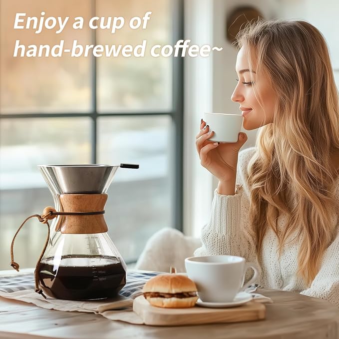 Pour Over Coffee Maker 27 OZ, 8 Cup Borosilicate Glass Drip Coffee Maker - Image 3