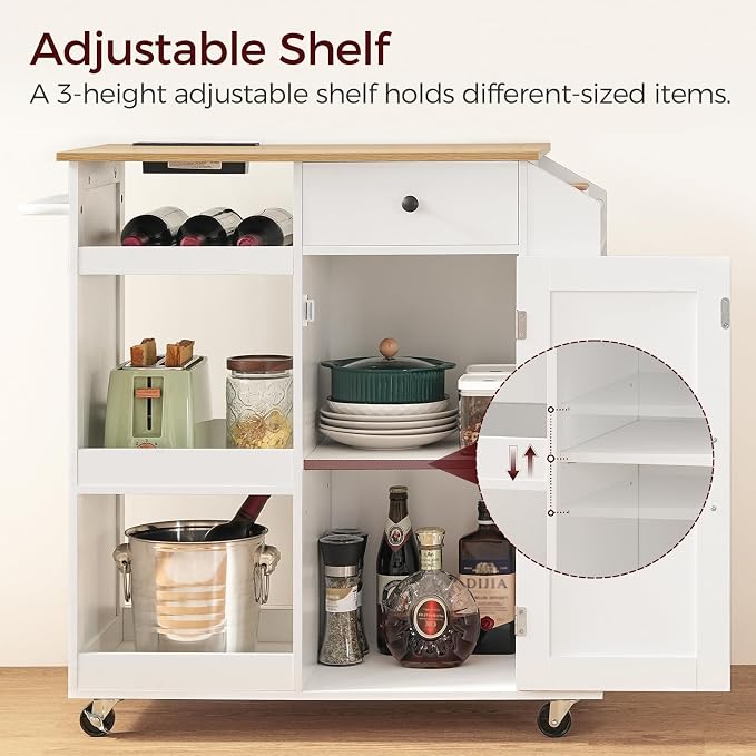 MAHANCRIS Kitchen Island with Power Outlet, Kitchen Storage Island with Drawer - Image 2