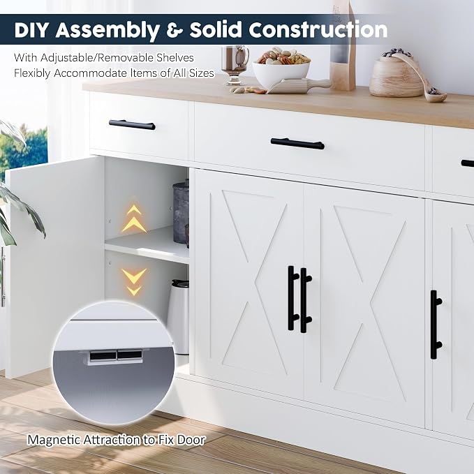SUNLEI Buffet Cabinet with Storage, Sideboard Small Storage Cabinet with - Image 5