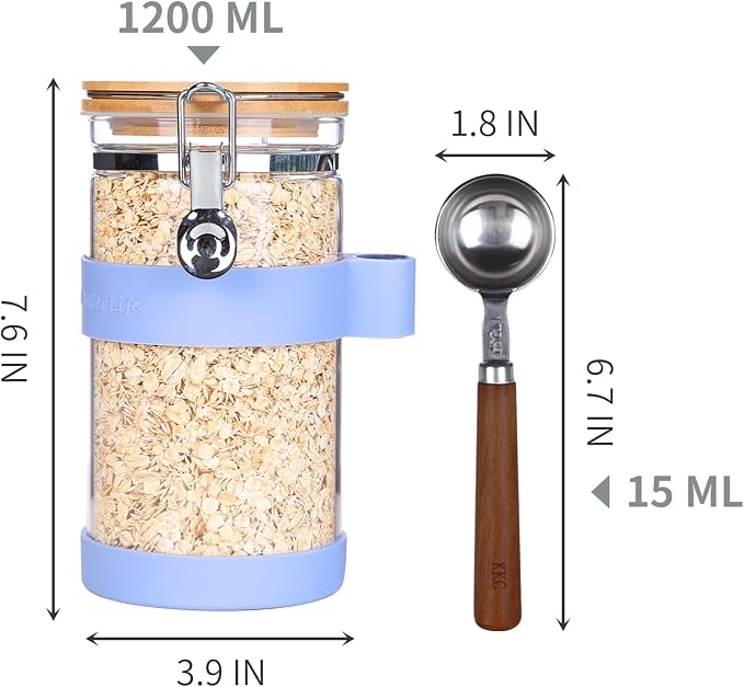 KKC Glass Protein Powder Container, 40oz Airtight Collagen Storage Jars - Image 5