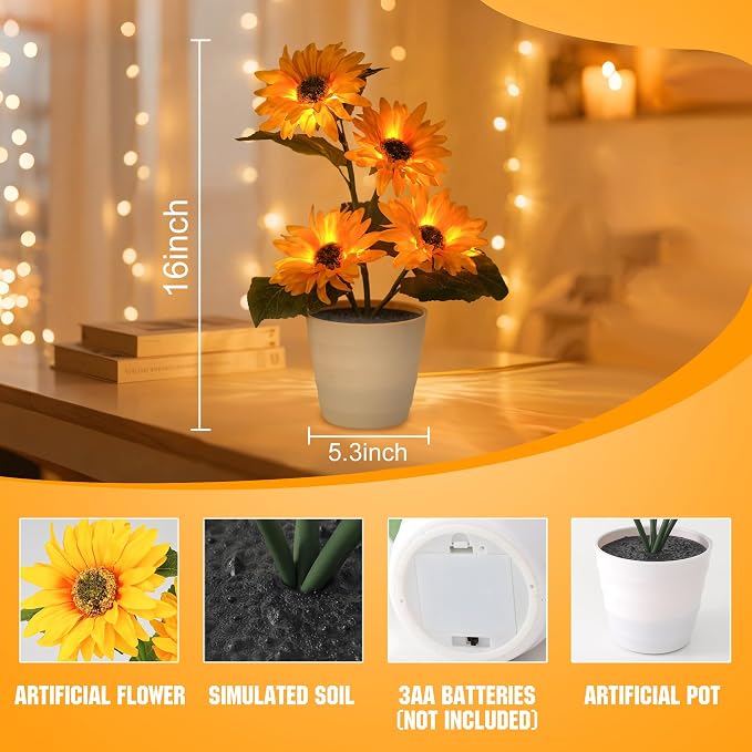 Sunflower Lamp Gifts for Women Mom Grandma Girlfriend Friend Wife Her Christmas - Image 3