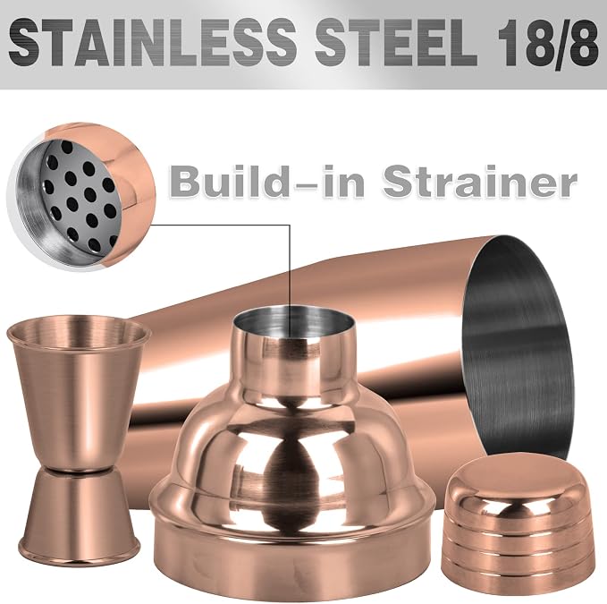 Large 24oz Cocktail Shaker Set, Stainless Steel 18/8 Martini Mixer Shaker - Image 3