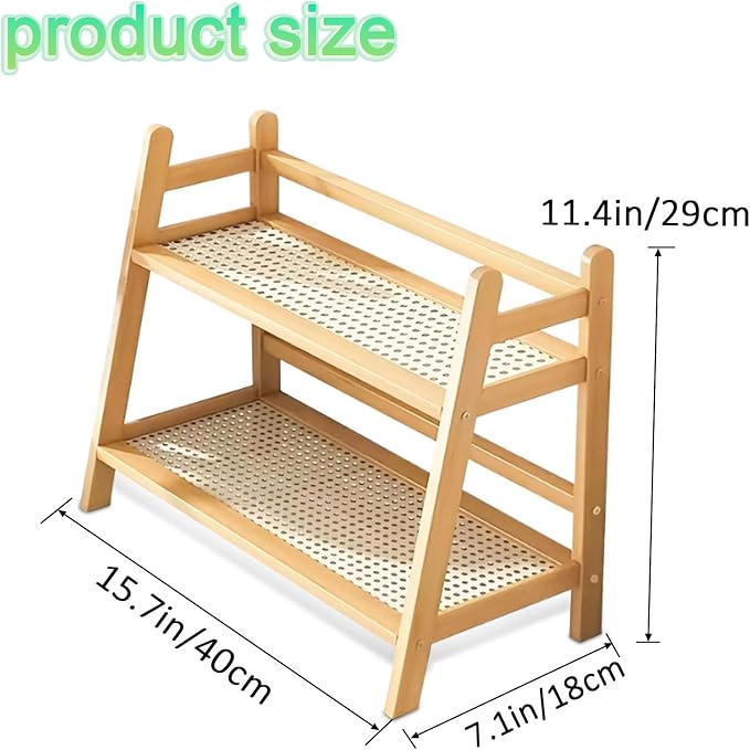 Double Layer Bamboo Cup Holder, Countertop Storage Rack, Coffee Bar Stand - Image 2