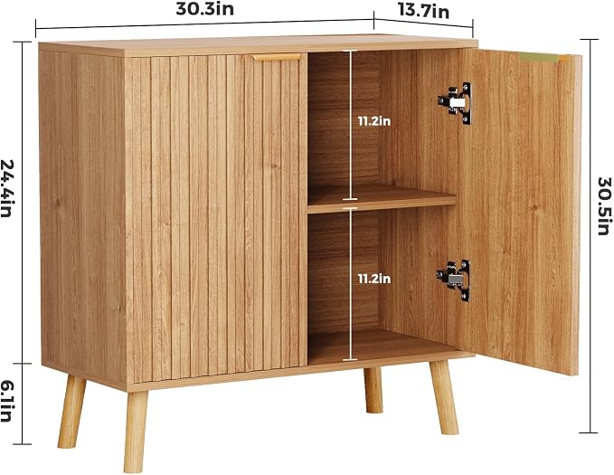 Set of 4 Fluted Storage Cabinet, Buffet Cabinet - Image 2