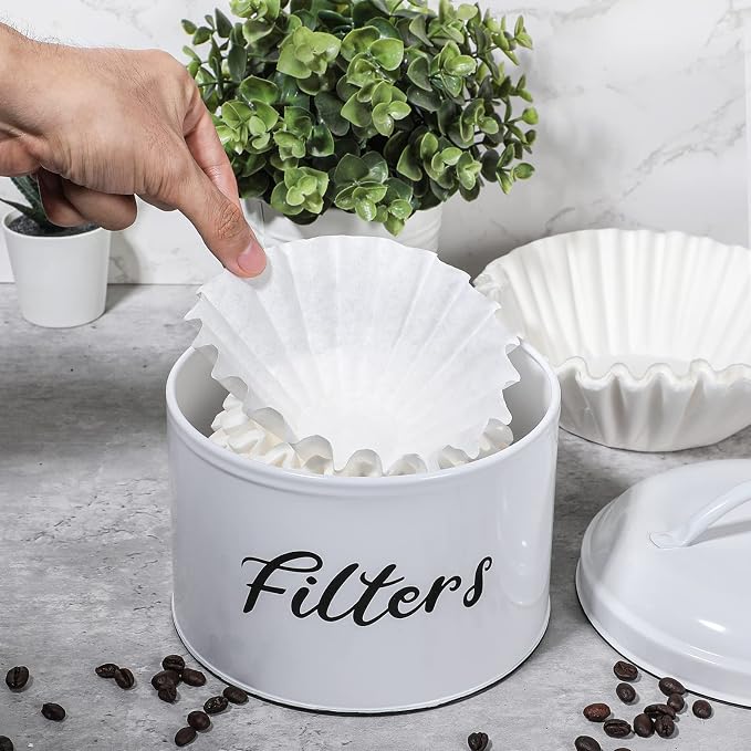 Webake Coffee Filter Holder, Farmhouse White Coffee Filter Storage Container - Image 4