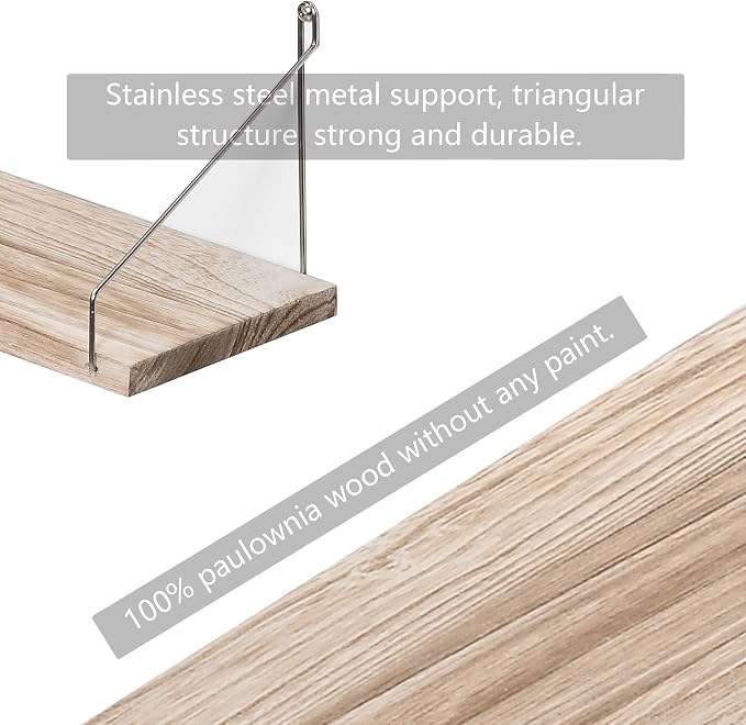 Floating Shelves Set of 3 Rustic Solid Wood Floating Shelf Wall Storage Shelves - Image 9