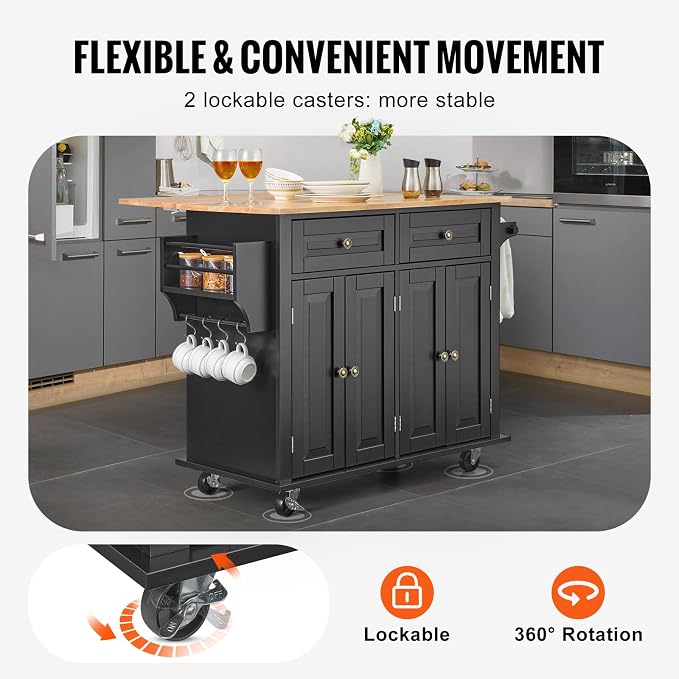 VEVOR Kitchen Island Cart, Rolling Table - Image 4