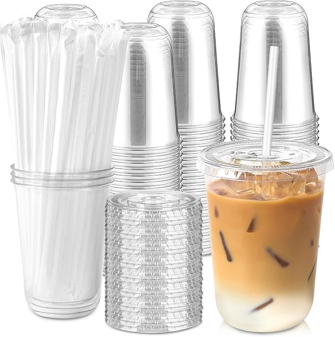[100 Sets - 16oz Round Bottom Clear Plastic Cups by Jycnolm
