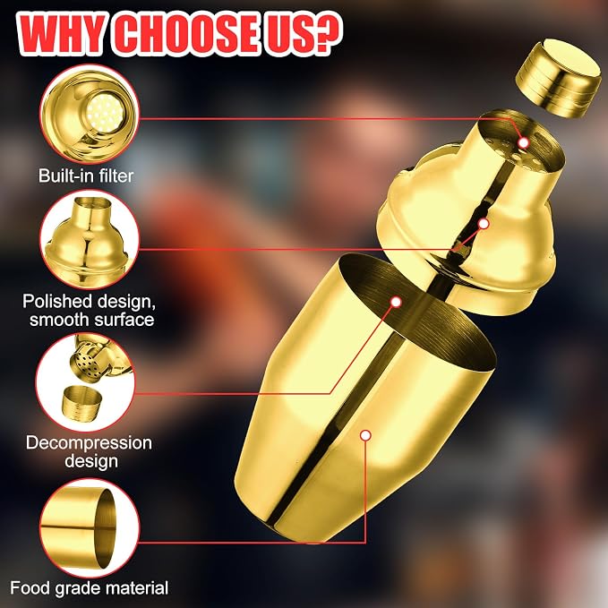 Nitial 9 Pcs Bar Cocktail Shaker Professional Stainless Steel Martini Drink - Image 3