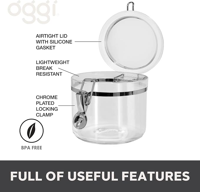 Oggi Clear Canister with Clamp Lid, 28 oz - Image 2