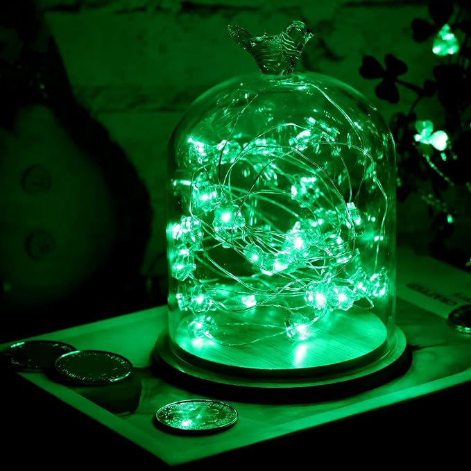 Mudder 2 Pieces 10 Feet 30 Led St. Patrick's Day Green String Lights Battery - Image 5
