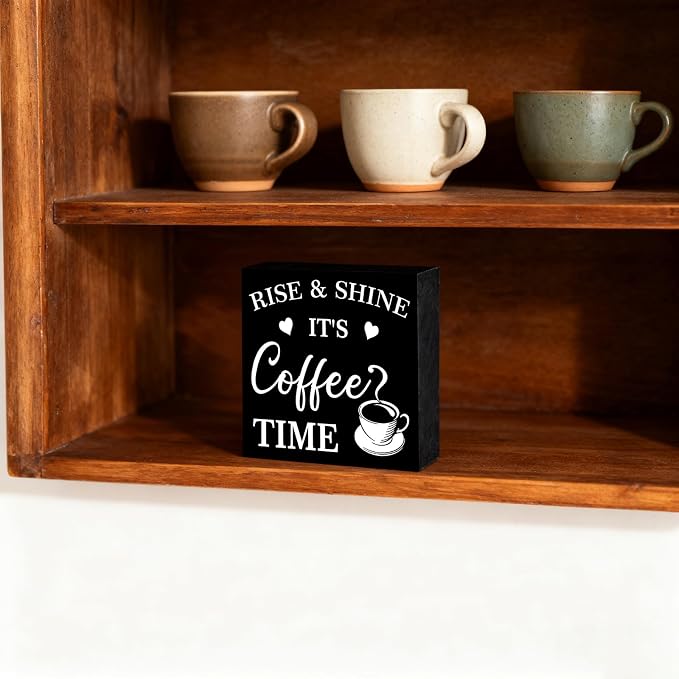 Coffee Bar Wood Box Sign Decor Rise and Shine - Image 7