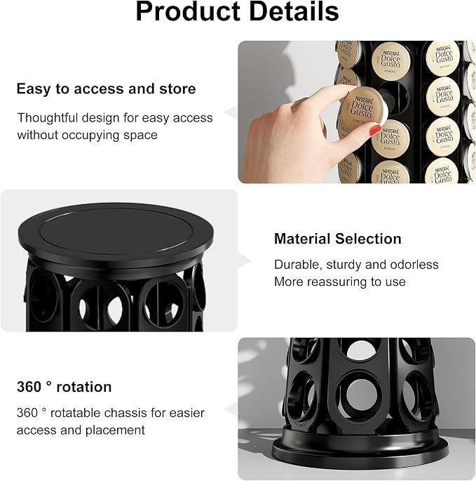 CEHNCEH K Cup Holder, Coffee Pods Holder Storage Organizer Stand Carousel - Image 7