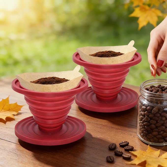 2 Pcs Collapsible Pour Over Coffee Dripper, Reusable Silicone Coffee Filter - Image 7