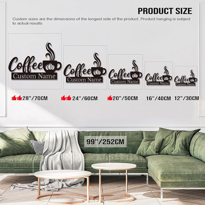 Personalized Coffee Bar Sign, Custom Metal Wall Art - Image 8