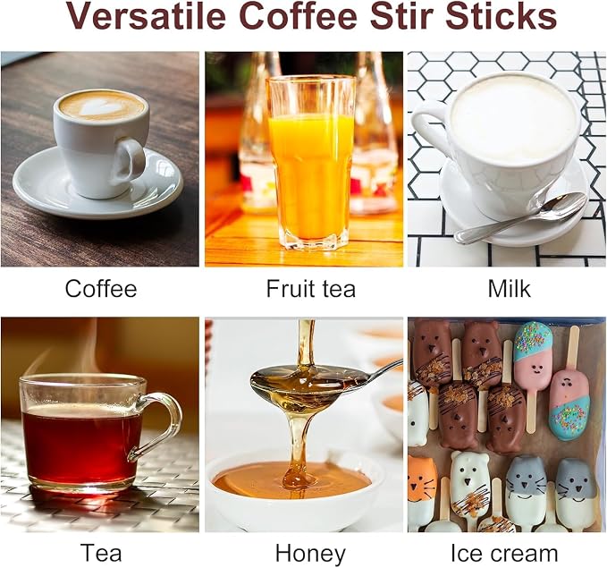 Wooden Coffee Stirrers 5.5" Coffee Stir Sticks 1000 Pcs, Natural Birch Round - Image 5