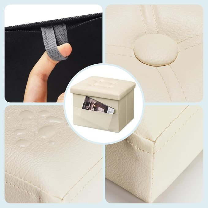 Bsketa Storage Ottoman Foot Rest Stool, Small Leather Storage Ottomans Bench - Image 6