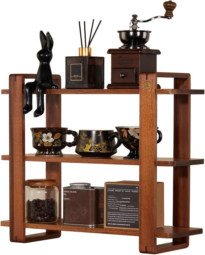 Coffee Station Organizer for Kitchen Countertop Mug Holder 3 Tier Wooden Cup by KAOTGOT