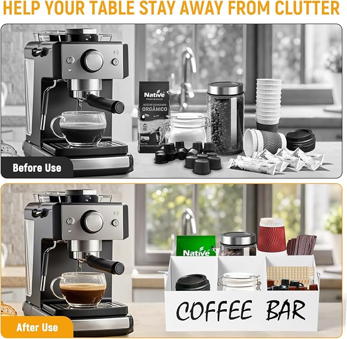 Coffee Station Organizer for Countertop, 5Compartments Coffee Bar Accessories - Image 5