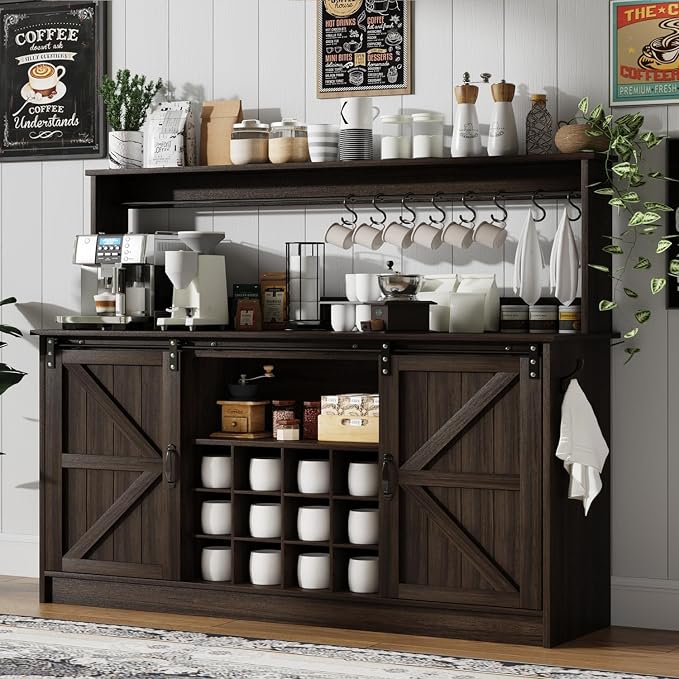 4ever2buy Farmhouse Coffee Bar Cabinet by 4ever2buy