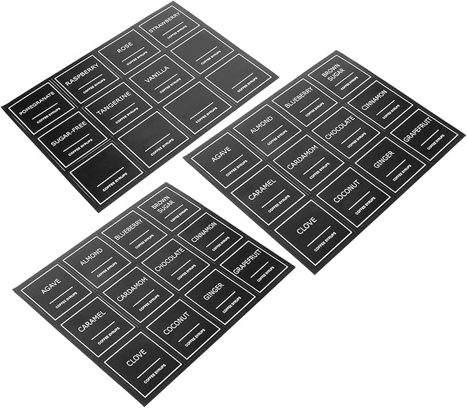 Hemoton Waterproof Syrup Labels 36-Pack Removable Coffee Syrup Bottle Stickers by HEMOTON