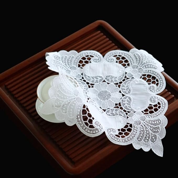 Small Square Lace Cover Cloth Macrame Lace Table Doilies Cutwork Embroidery - Image 9