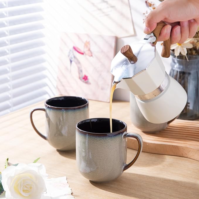 LERATIO 12OZ Ceramic Coffee Mugs Set of 6, Large Porcelain Coffee Cups - Image 6