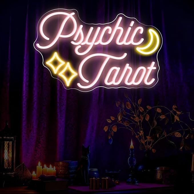 Psychic Tarot Neon Sign With Moon Star - Image 2
