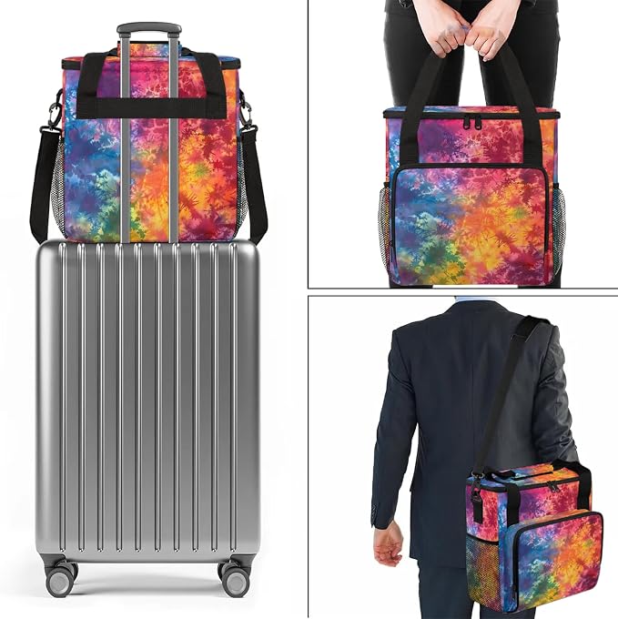 Tie Dye Rainbow Colorful Abstract Coffee Maker Carring Bag, Large Insulated - Image 7