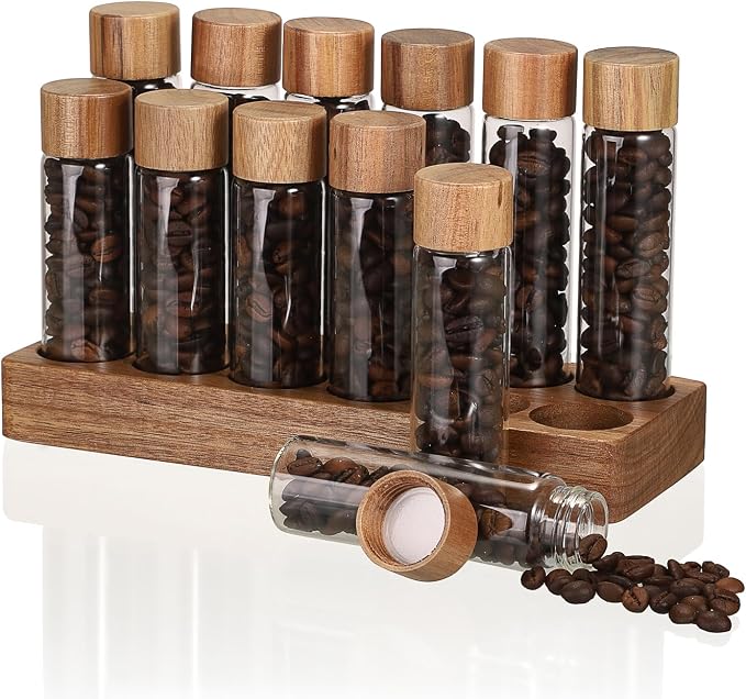 JUXYES Set of 12 Single Dose Coffee Bean Storage Tubes by JUXYES