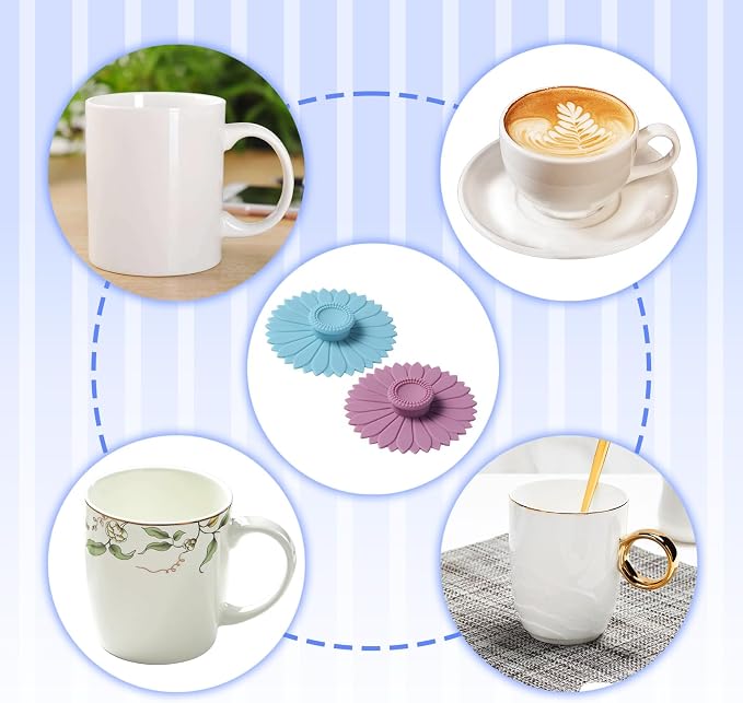 6 Pcs Universal Silicone Cup Covers, Leak-Proof Reusable Mug Lids - Image 3