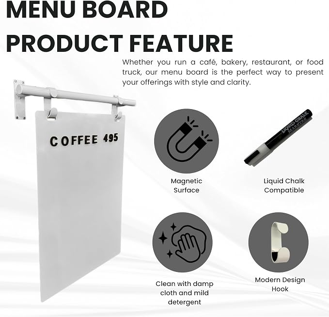 Hanging Menu Contemporary Style Chalkboard Sign, Metal Menu Display 22x28 - Image 5